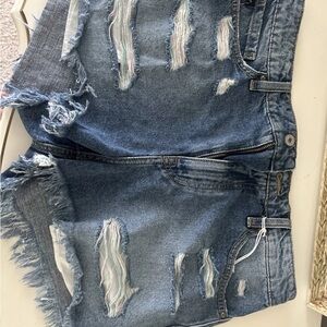 KanCan Blue Ripped Denim Shorts